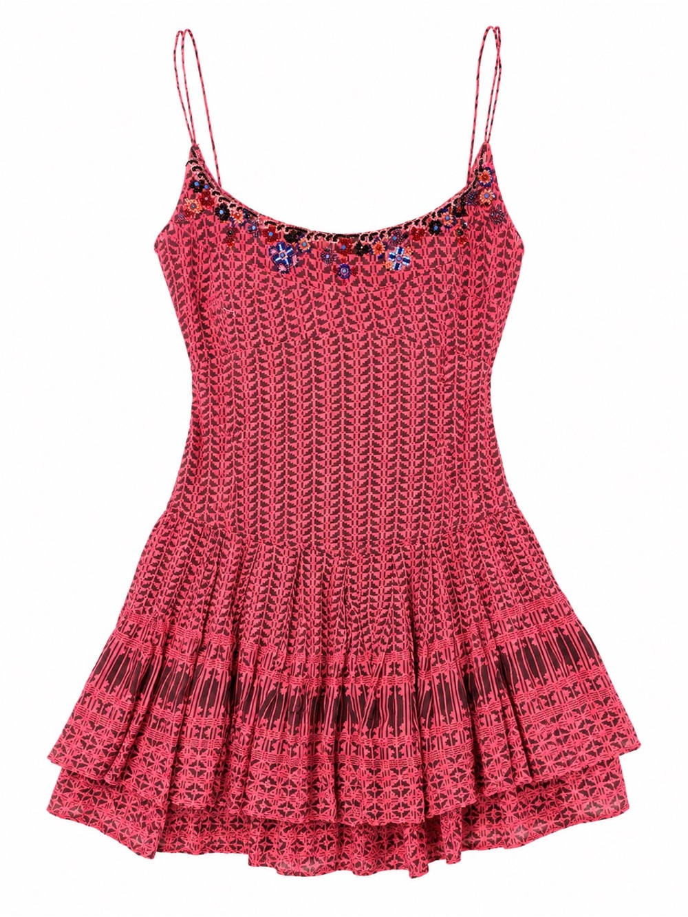 Free People FP One M Beaded Mini Dress Y2K Boho Fairy Festival Tiered